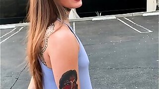 Tattooed Skater Girl Vanessa Vega in Skateboarding with the addition of Squirting in Public